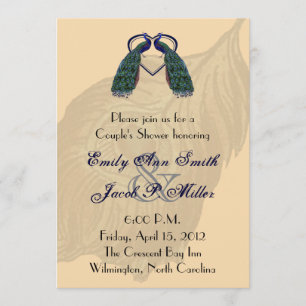 Peacock Couple's Shower Invitations Kaart