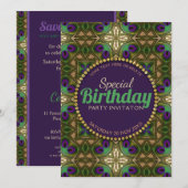 Peacock Cross Paars Green Special Birthday (Voorkant / Achterkant)