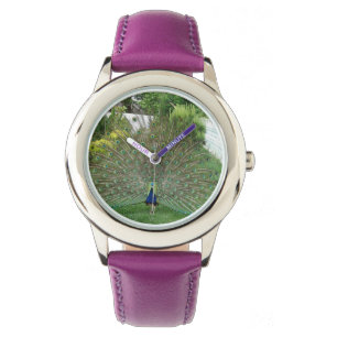 Peacock Custom Roestvrij staal Paarse Horloge