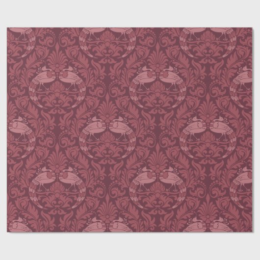 Peacock Damask Pattern Cadeaupapier (Vlak)