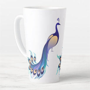 Peacock Design Art Latte Mug