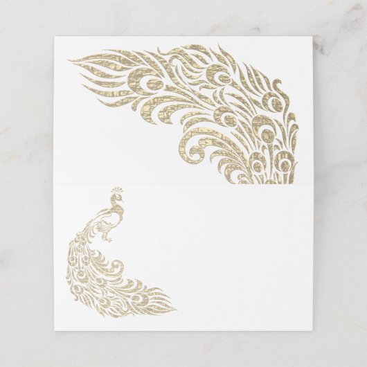 Peacock Design Blank Table Name Card (Buitenkant ongevouwen)