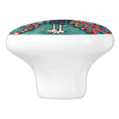 Peacock design, eigentijdse stijl, veelkleurig keramische knop (Zijkant)