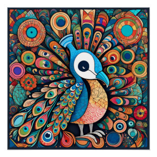Peacock design, eigentijdse stijl, veelkleurig perfect poster
