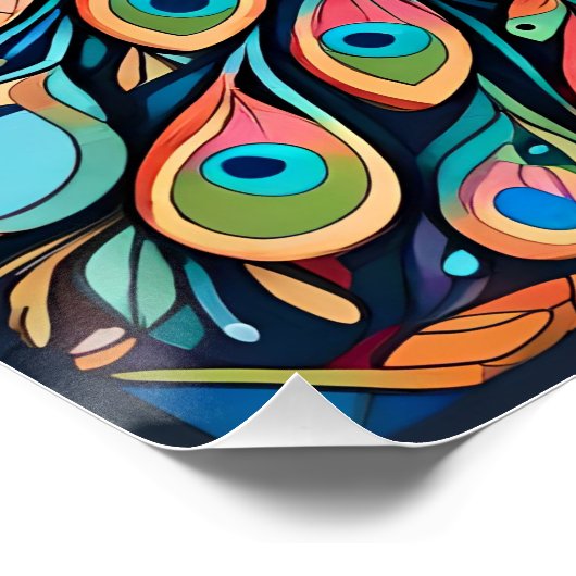 Peacock design, eigentijdse stijl, veelkleurig perfect poster (Hoek)