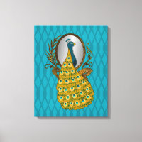 Peacock die zijn Reflection Canvas afdrukken behee