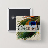  Peacock-doether Vierkante Button 5,1 Cm (Voorkant /achterkant)