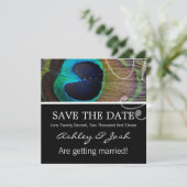 Peacock-doezelaar sparen de datum uitnodigt save the date (Staand voorkant)