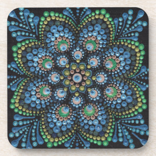 Peacock Dot Mandala Bier Onderzetter