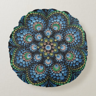 Peacock Dot Mandala Sierkussen Rond Kussen