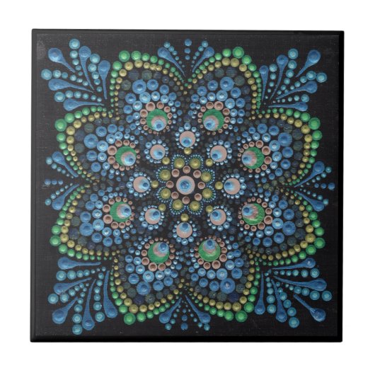 Peacock Dot Mandala Tile Tegeltje (Voorkant)