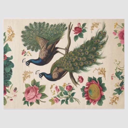 Peacock Duo Decoupage Tissue Paper Tissuepapier (Voorkant)