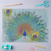 Peacock Dusty Blue Blauwgroen Feathers Decoupage Tissuepapier (Craft)