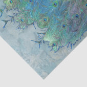 Peacock Dusty Blue Blauwgroen Feathers Decoupage Tissuepapier (Detail)
