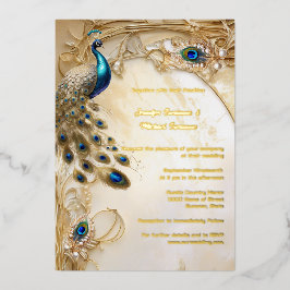 Peacock echte folie veren art nouveau folie uitnodiging