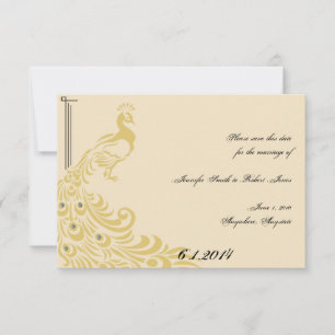 Peacock Elegance Art Deco Flair Save the Date