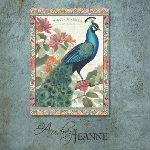 Peacock Elegant Botanische Ephemera Roze Decoupage Tissuepapier