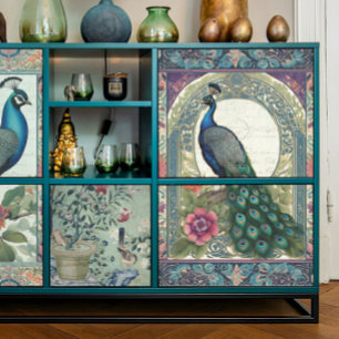 Peacock Elegant Floral Ephemera Paarse Decoupage Tissuepapier