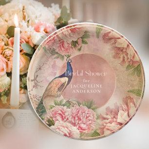 Peacock Elegant Pink Vrijgezellenfeest Papieren Bordje