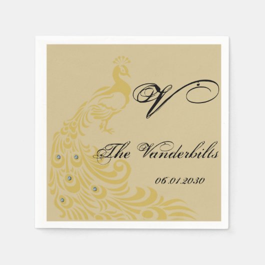 Peacock Elegantie met een Art Deco Flair Monogram Servet (Voorkant)