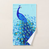 Peacock en bleu turquoise et cobalt (Serviette à main)