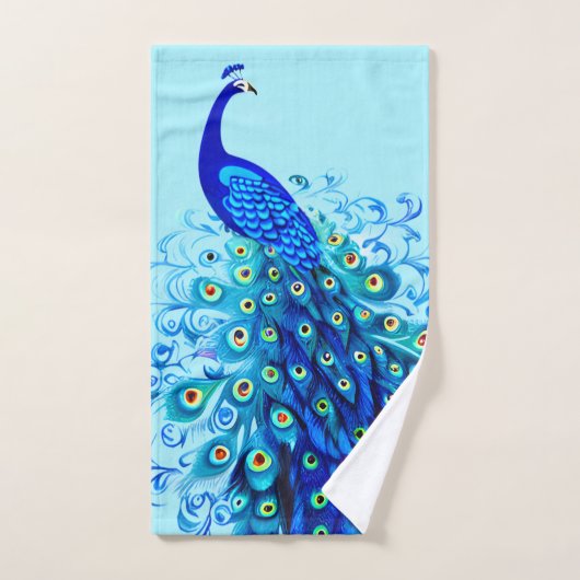 Peacock en bleu turquoise et cobalt (Serviette à main)