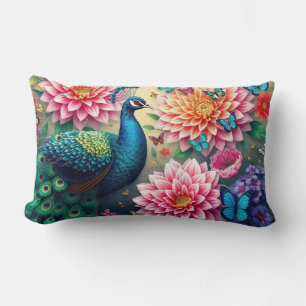 Peacock en bloemen kussen