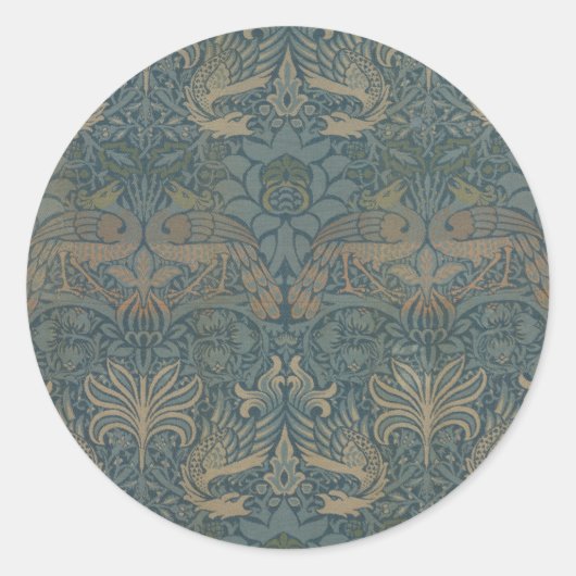 Peacock en Dragon van William Morris Ronde Sticker (Voorkant)