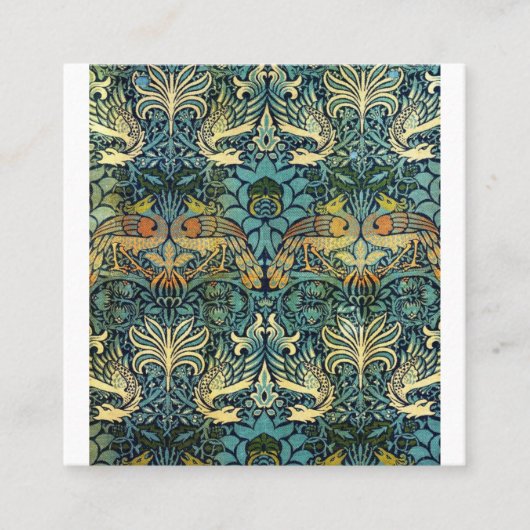 Peacock en Dragon William Morris Vierkante Visitekaartje (Voorkant)