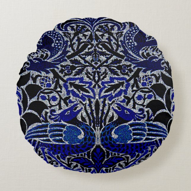 Peacock en Drakenkussens Rond Kussen (Voorkant)