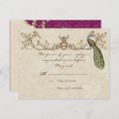 Peacock- en Etchings-RSVP-kaart RSVP Kaartje (Voorkant / Achterkant)