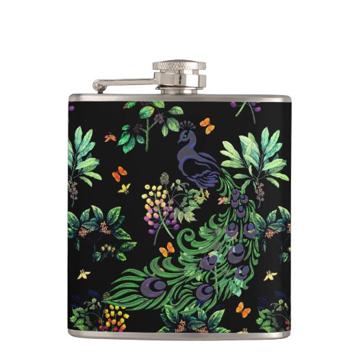 Peacock en Floral Heupfles (Voorkant)