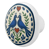 Peacock en Hart Pennsylvania Dutch Hex Sign Knop (Rechts)