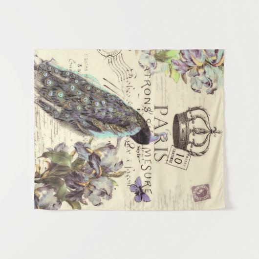 Peacock en iris wandkleed (Voorkant (horizontaal))