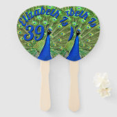 Peacock en Jouw tekst Handwaaier (Voorkant en achterkant)