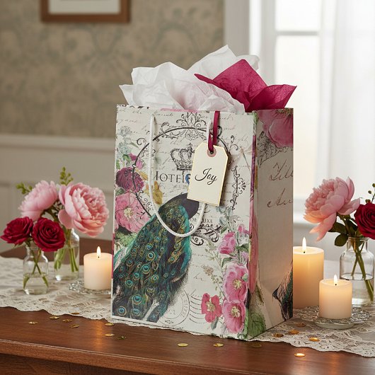 Peacock- en lentbloemen medium cadeauzakje