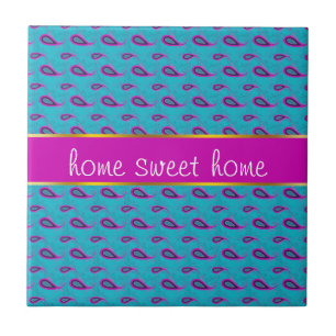 Peacock en Magenta Paisley Patroon Tegeltje