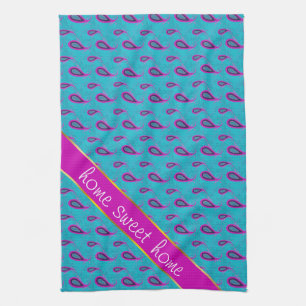Peacock en Magenta Paisley Patroon Theedoek