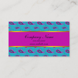 Peacock en Magenta Paisley Patroon Visitekaartje