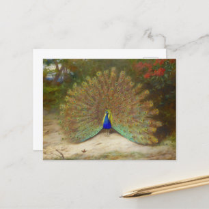 Peacock en Peacock Vlinder, Kunstillustratie Briefkaart