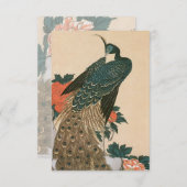 Peacock en pioenen door Hiroshige bruiloft RSVP Kaartje (Voorkant / Achterkant)