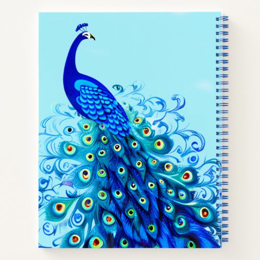 Peacock en Turquoise et Cobalt Blue Journal (Dos)