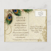 Peacock en veren Formaal sparen de Datum Aqua Blue Aankondigingskaart (Achterkant)