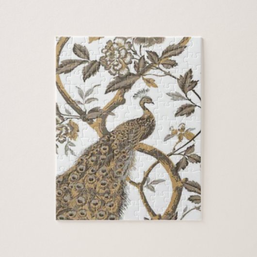 Peacock en witte rozen legpuzzel (Verticaal)