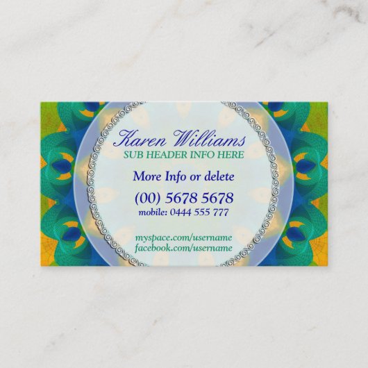 Peacock Energy New age Holistic Visitekaartje (Voorkant)