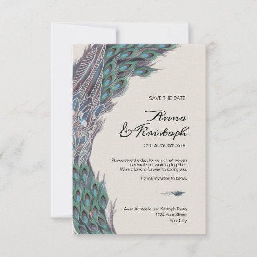 PEACOCK ENREGISTRER LA CARTE DE DATE (Devant)