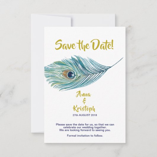 PEACOCK ENREGISTRER LA CARTE DE DATE (Devant)