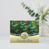 Peacock Enregistrer la date Cartes de mariage (Debout devant)