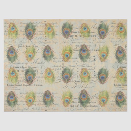 Peacock Ephemera Complimentry Decoupage Paper Tissuepapier (Voorkant)
