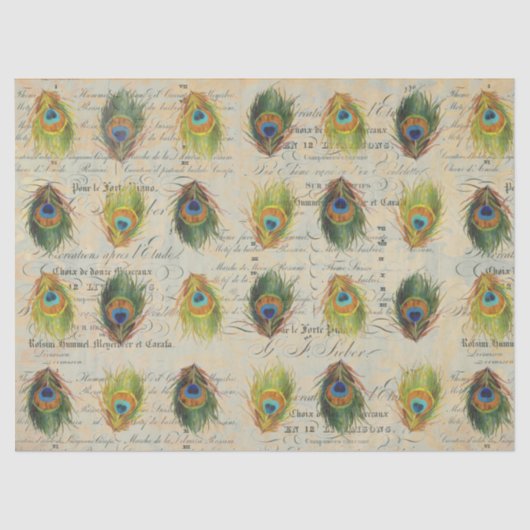 Peacock Ephemera Complimentry Decoupage Paper Tissuepapier (Voorkant)